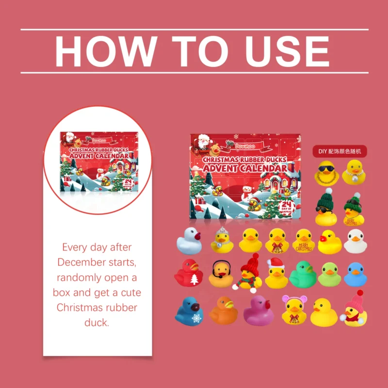 Dowmoo 24-Day Christmas Advent Calendar Rubber Duck Blind Box Toy Gift - Image 6