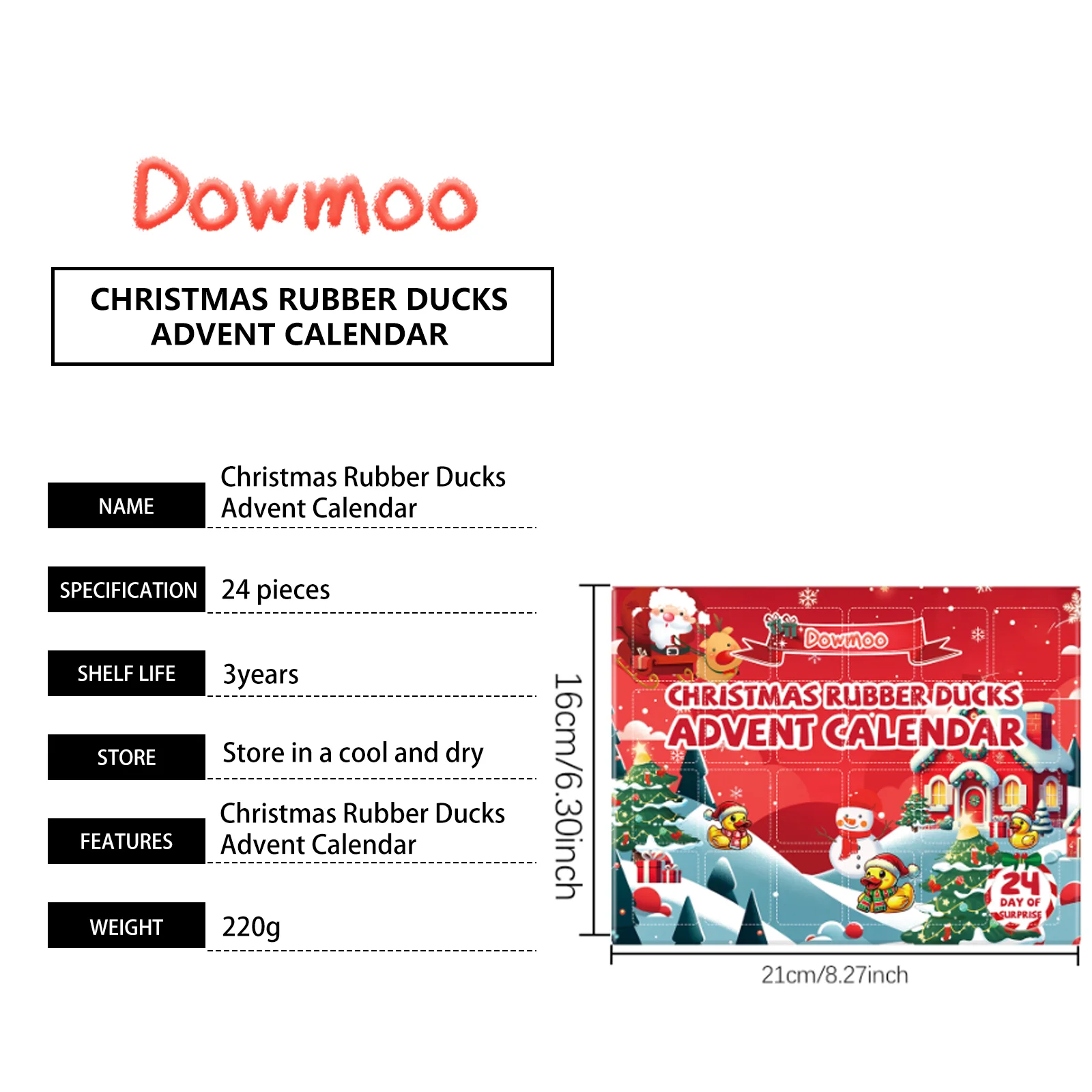 dowmoo 24box christmas advent rubber duck blind box DO D02 0005 01 328