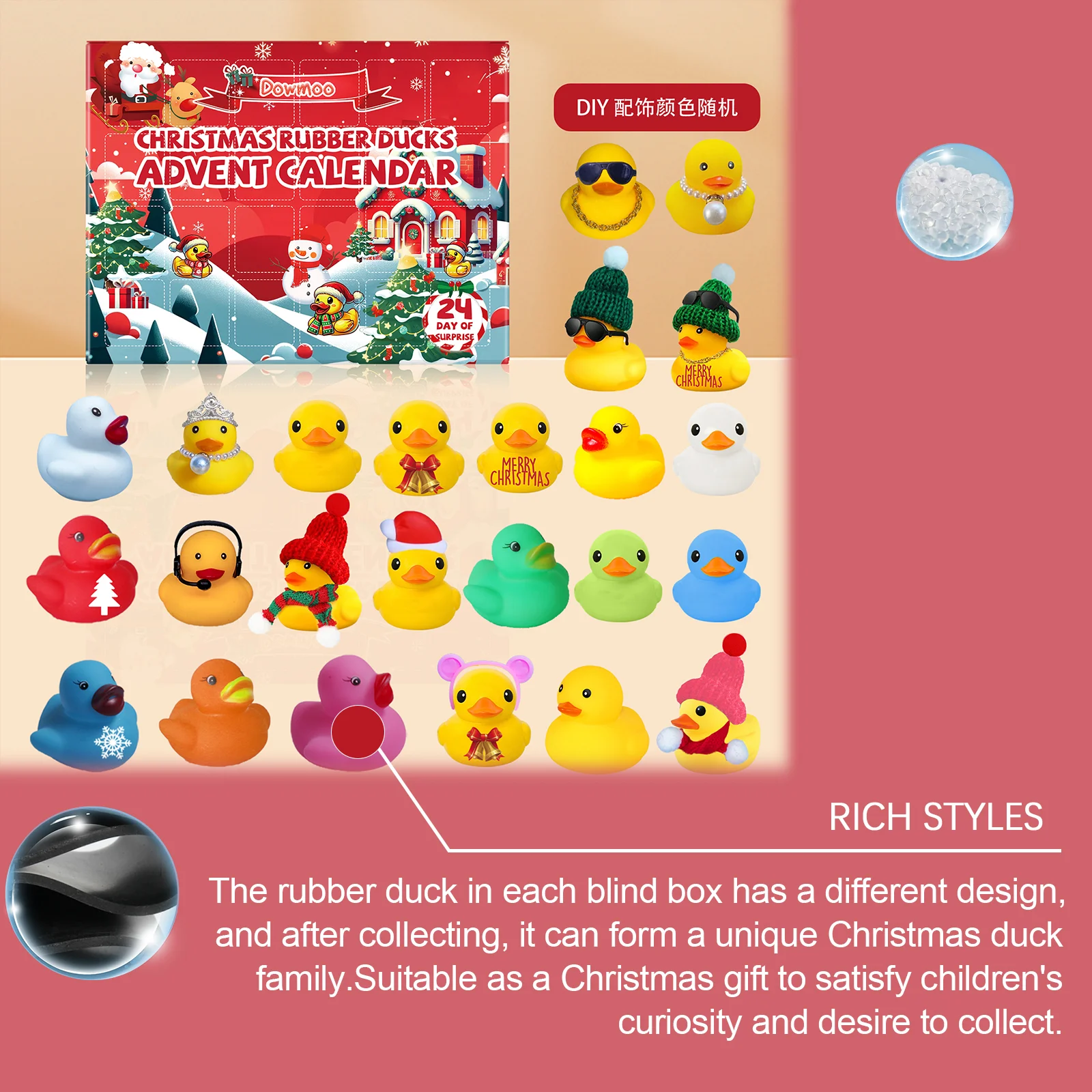 dowmoo 24box christmas advent rubber duck blind box DO D02 0005 01 331