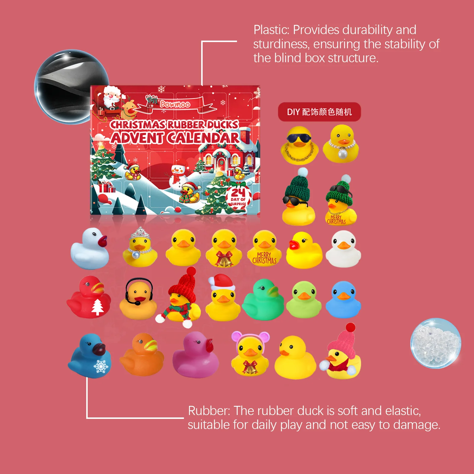 dowmoo 24box christmas advent rubber duck blind box DO D02 0005 01 332