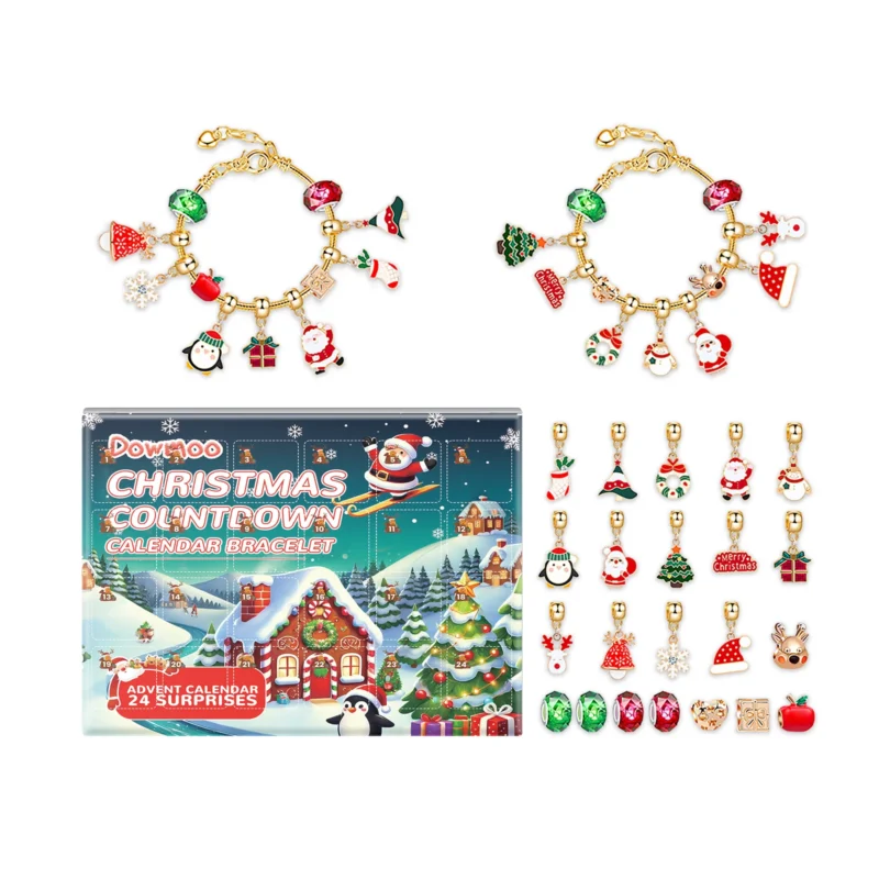 Dowmoo 24-Day Christmas Advent Calendar Bracelet DIY Kit