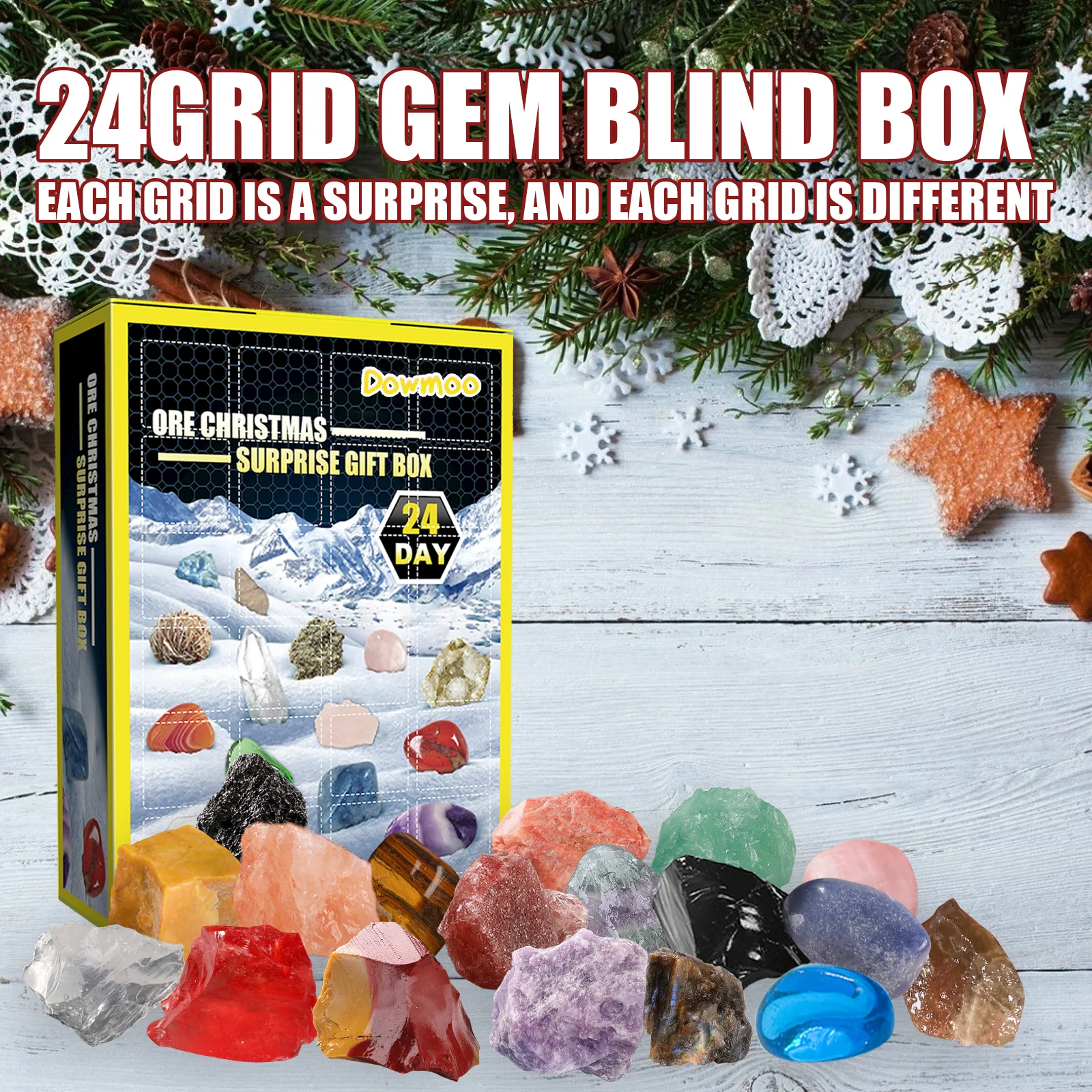 dowmoo 24grille ore blind box christmas kslh1015gw01 24格矿石礼盒 1531