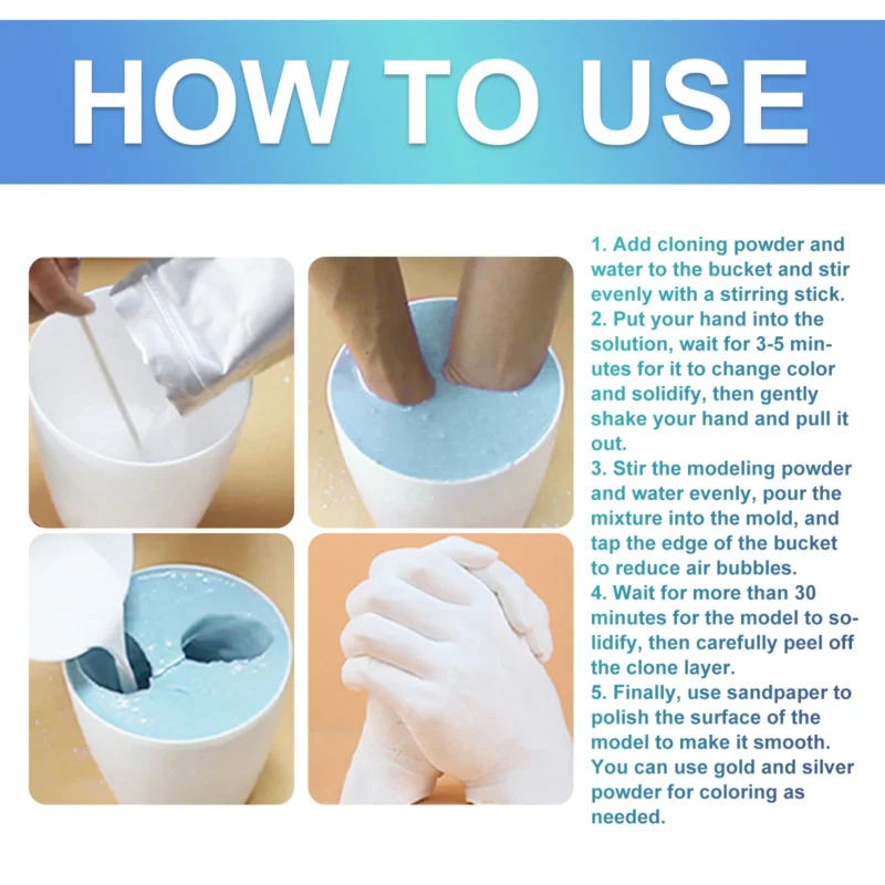 Dowmoo 3D Handmade Hand and Foot Plaster Casting Kit for Memories - Image 6