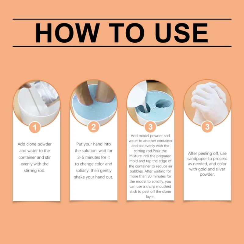 Dowmoo 3D Plaster Hand Model Making Kit with Clone Powder - Image 6