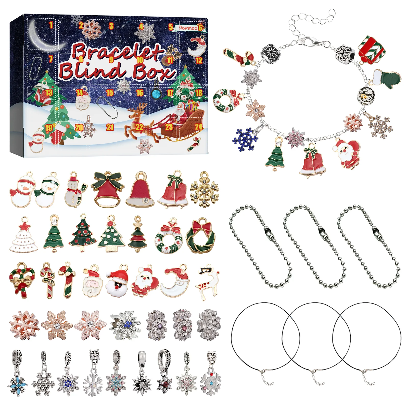 dowmoo christmas advent bracelet blind box D标rlslmh98rx01 日历手链盲盒 1499