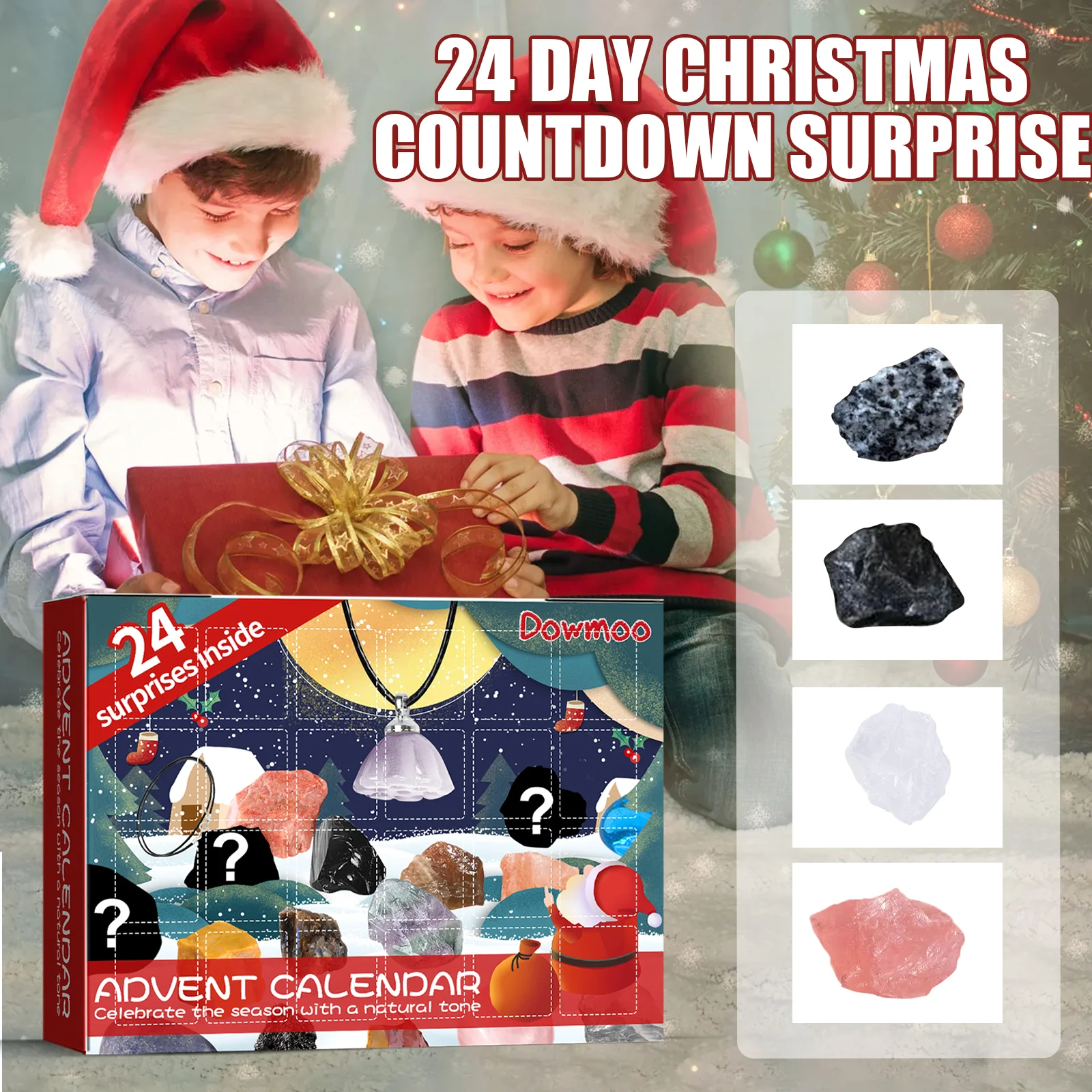 dowmoo christmas advent mineral blind box D标ksmh98my01 圣诞日历矿石盲盒 1514