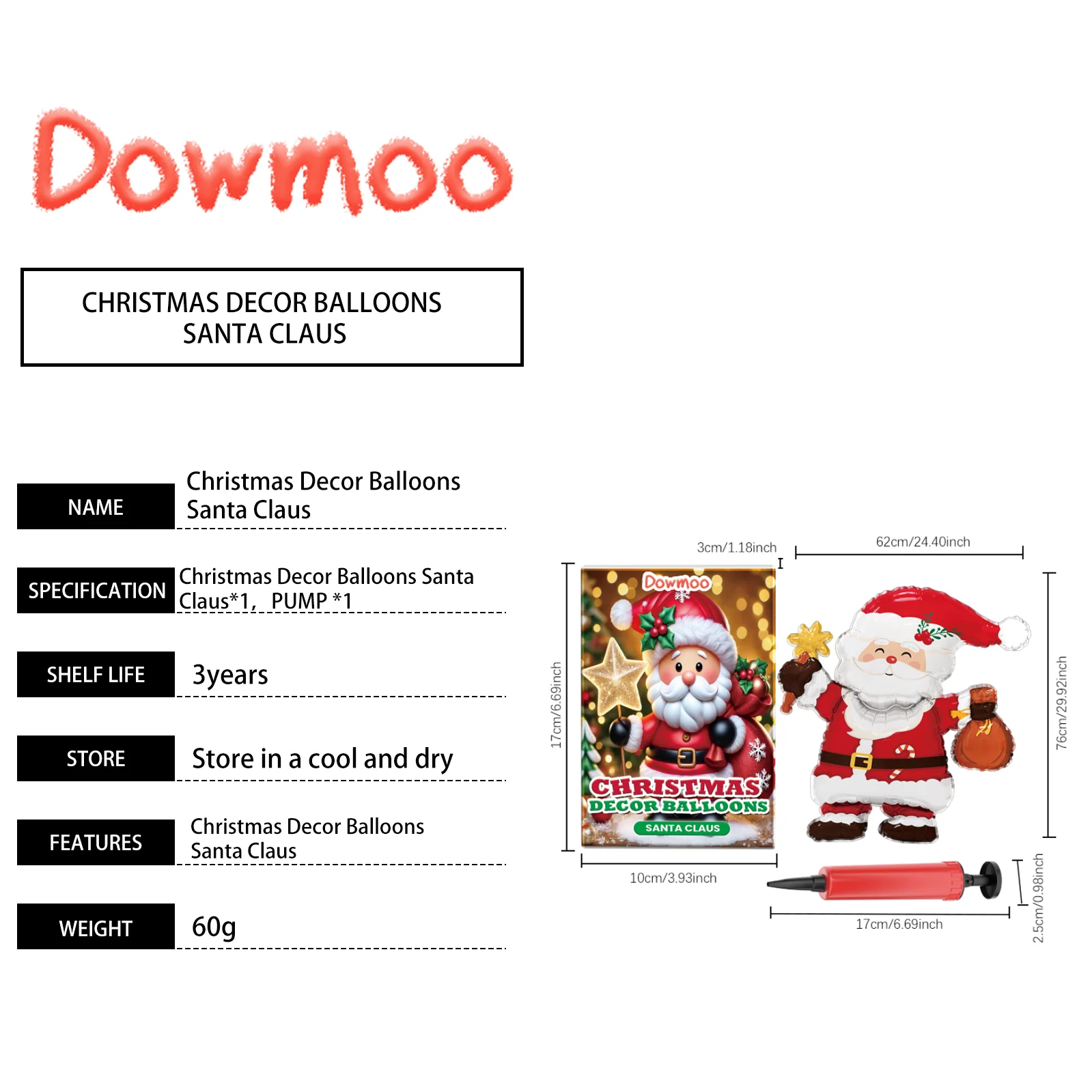 dowmoo christmas balloons santa reindeer DO D02 0007 04 275