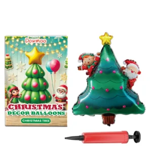 Dowmoo Christmas Balloon Set with Santa, Reindeer, and Tree Figures
