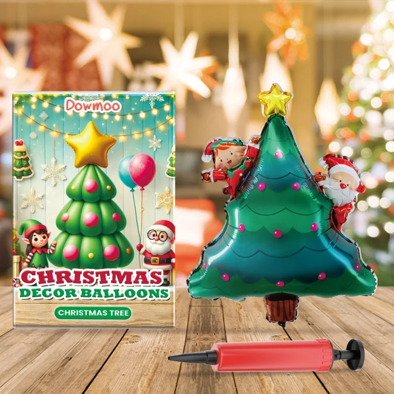 Dowmoo Christmas Balloon Set with Santa, Reindeer, and Tree Figures - Image 2