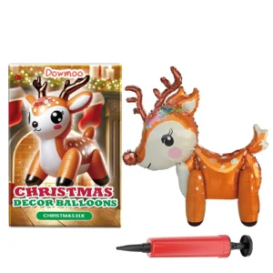 Dowmoo Christmas Balloon Set: Standing Santa, Reindeer, Tree Decor