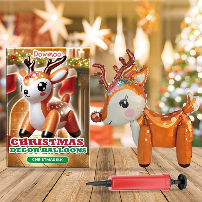 Dowmoo Christmas Balloon Set: Standing Santa, Reindeer, Tree Decor - Image 2