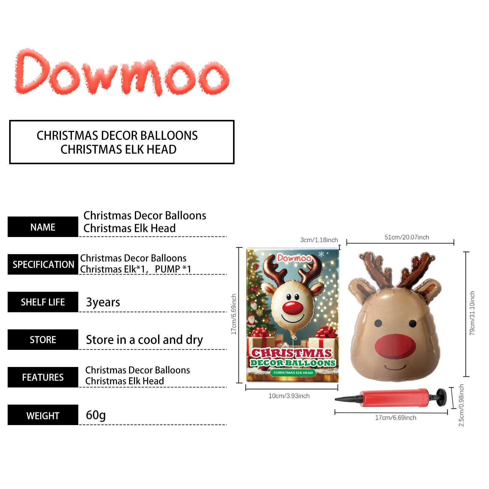 dowmoo christmas balloons santa reindeer DO D02 0007 08 305