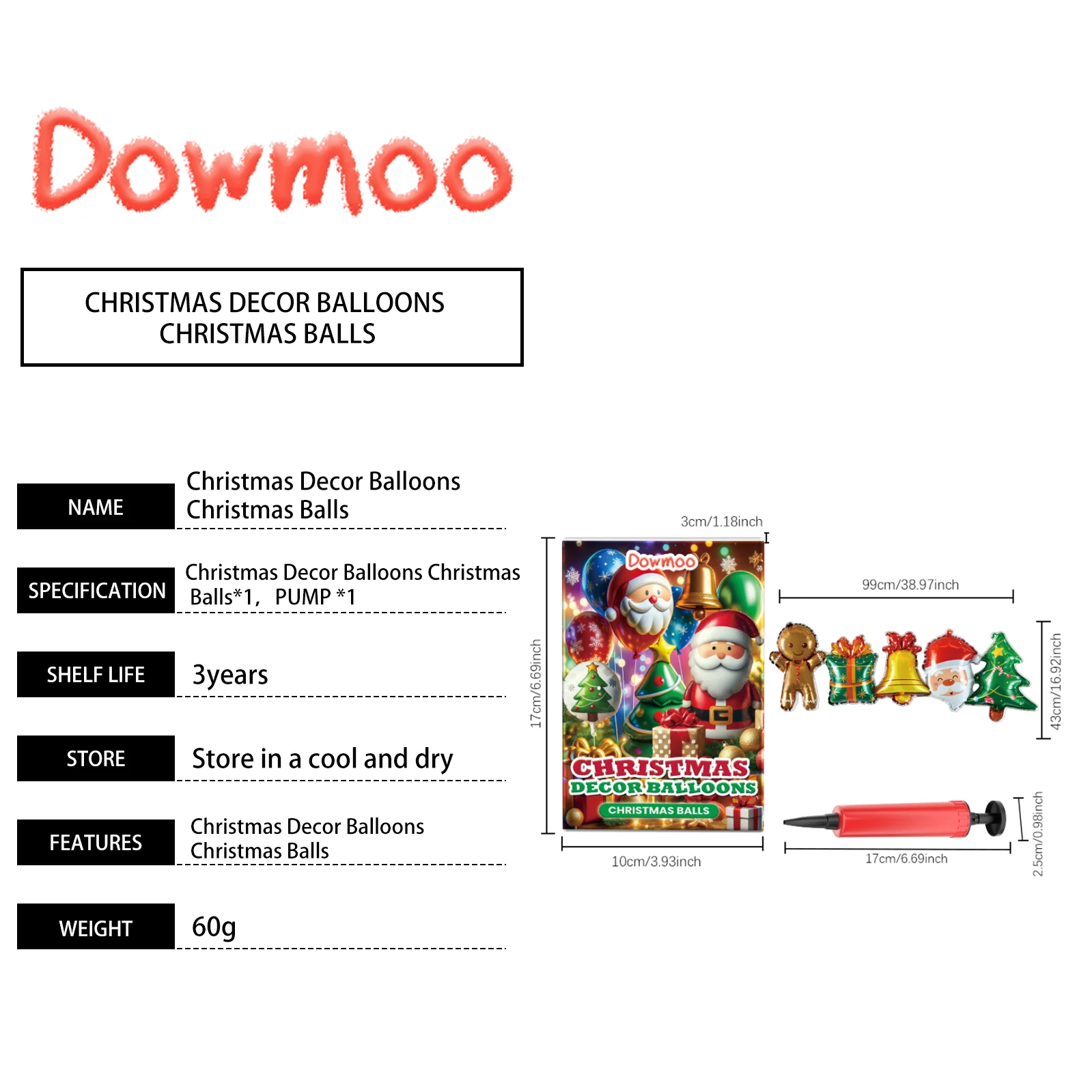 dowmoo christmas balloons santa reindeer DO D02 0007 09 308