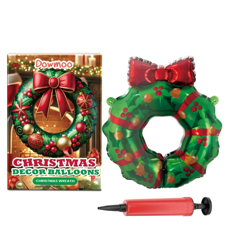 Dowmoo Christmas Balloons Set with Santa, Reindeer, and Tree Decor