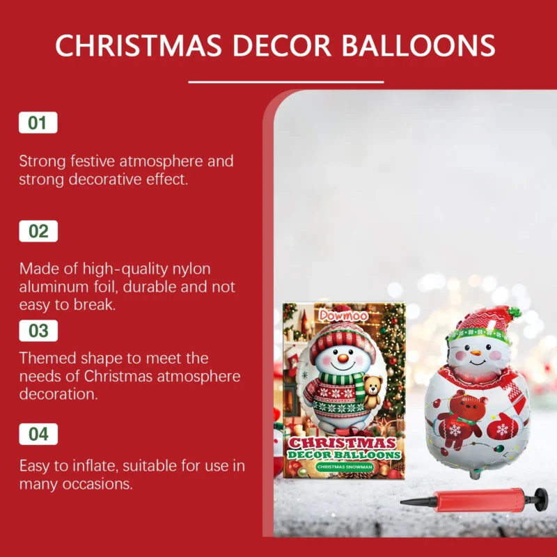 Dowmoo Christmas Balloons Set: Santa, Reindeer, Tree Decorations - Image 3