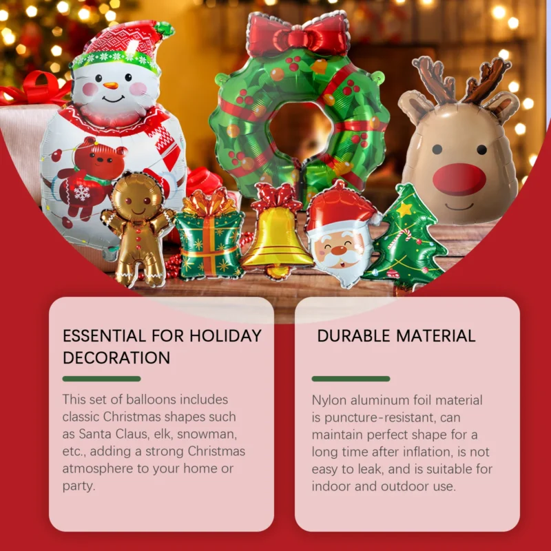 Dowmoo Standing Christmas Balloons Set - Santa, Reindeer, Tree Decorations - Image 3