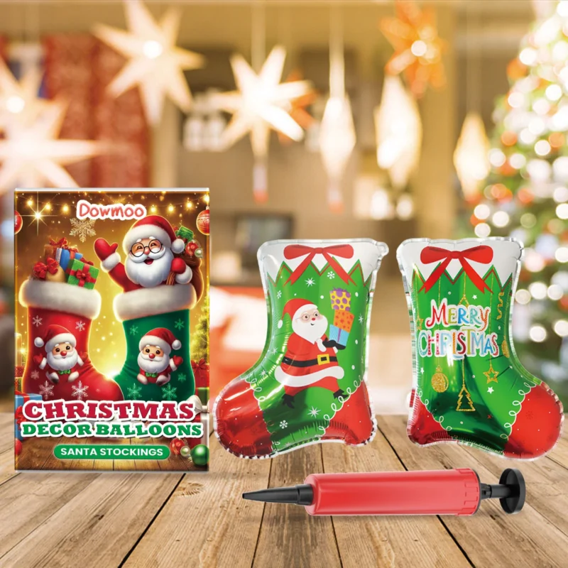 Dowmoo Christmas Balloons Set: Santa, Reindeer, Tree Standing Decor - Image 2