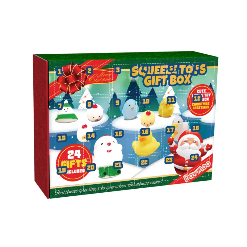 Dowmoo Christmas Knead Gift Box: 24-Cell Countdown Blind Box with Stress Relief Cartoon Toys