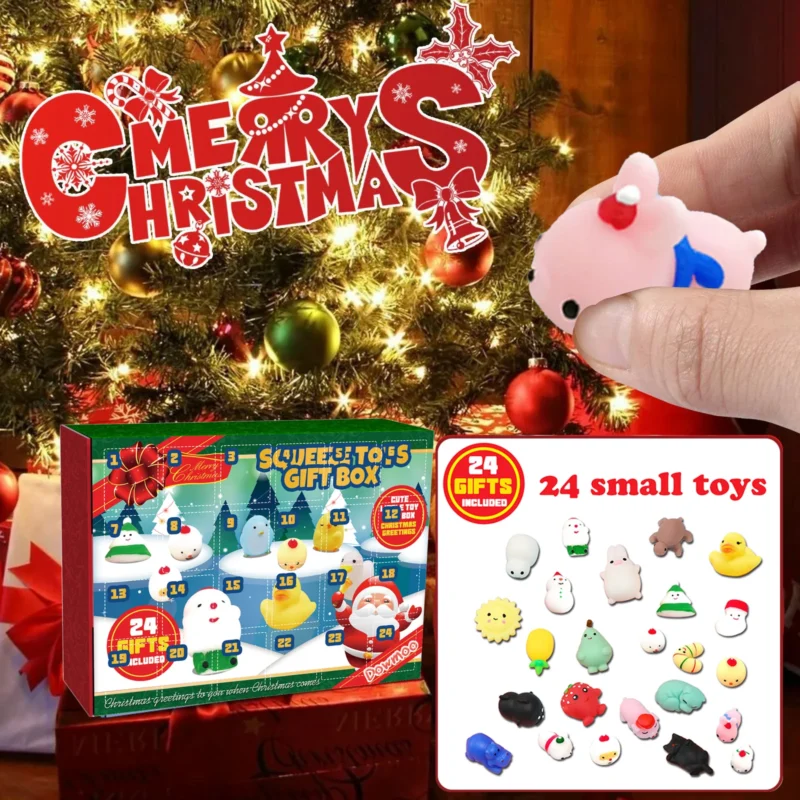 Dowmoo Christmas Knead Gift Box: 24-Cell Countdown Blind Box with Stress Relief Cartoon Toys - Image 2
