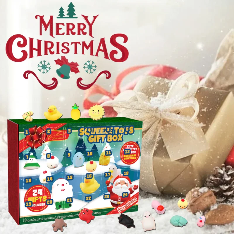 Dowmoo Christmas Knead Gift Box: 24-Cell Countdown Blind Box with Stress Relief Cartoon Toys - Image 4