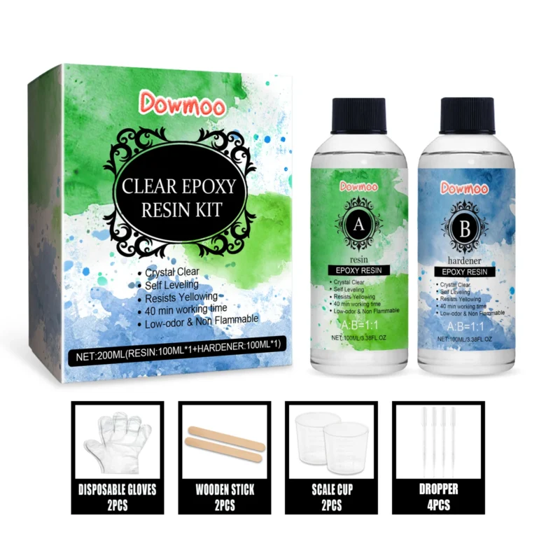 Dowmoo Clear Epoxy Resin Kit - High Transparency, Yellowing Resistance for DIY Crafts