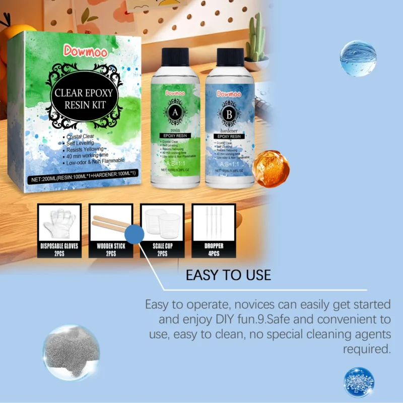 Dowmoo Clear Epoxy Resin Kit - High Transparency, Yellowing Resistance for DIY Crafts - Image 4