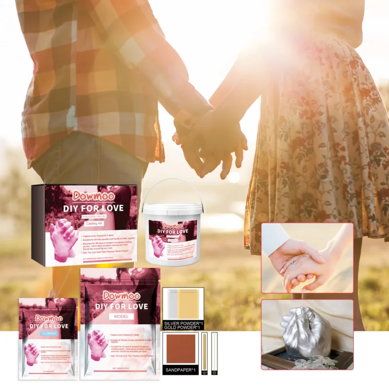 Dowmoo Couple Hand Model Clone Powder: DIY 3D Hand Casting Kit for Valentine's Day - Image 2