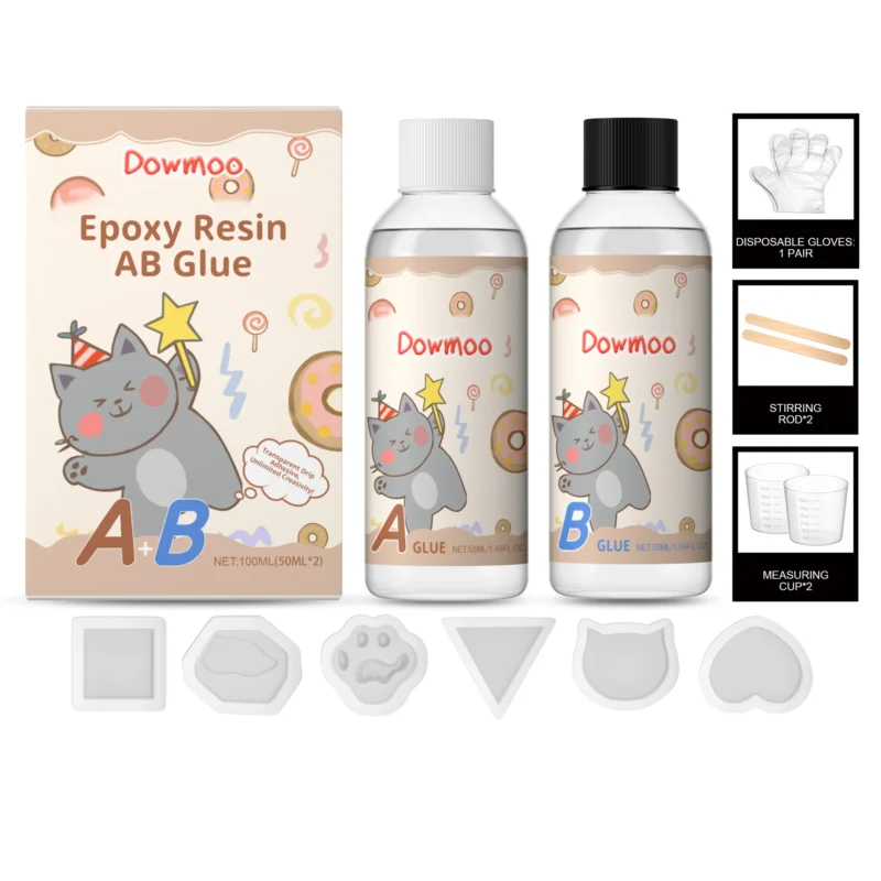 Dowmoo DIY Crystal Epoxy Resin AB Set for Jewelry Making - Odorless, Fast-Cure