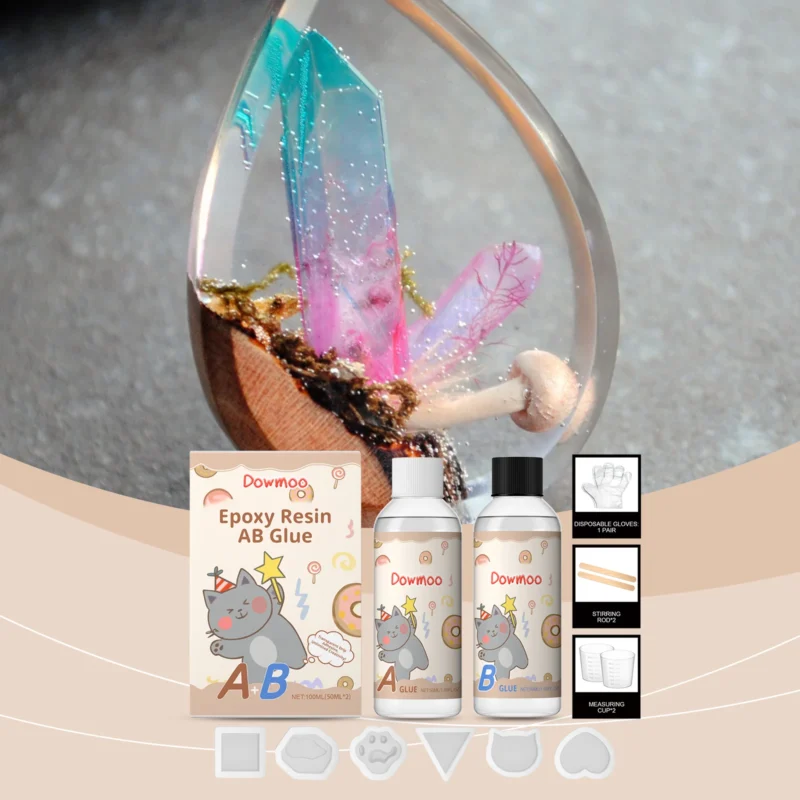 Dowmoo DIY Crystal Epoxy Resin AB Set for Jewelry Making - Odorless, Fast-Cure - Image 2