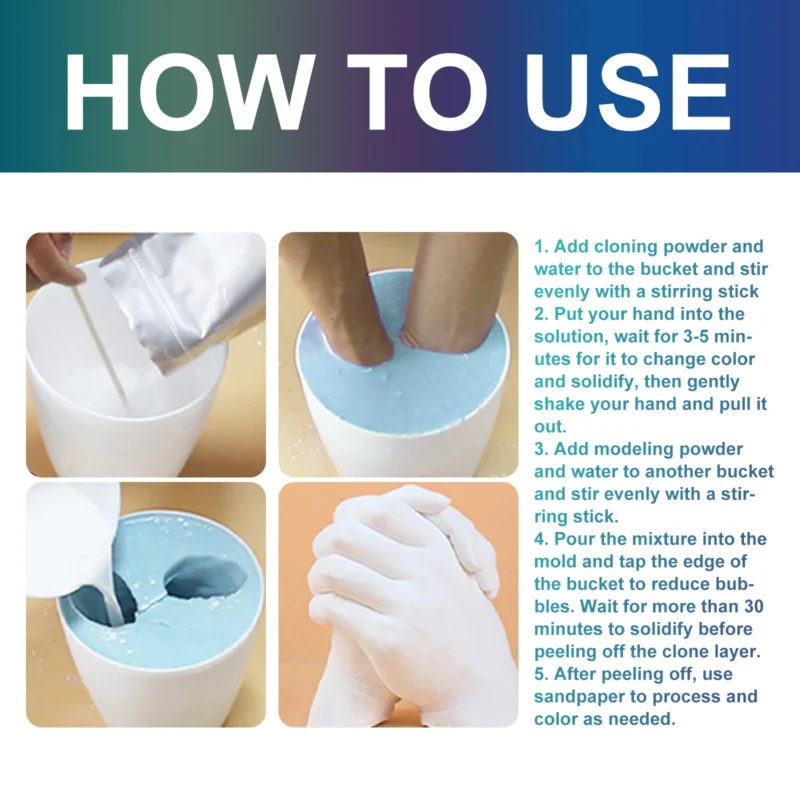DOWMOO DIY Couple Hands Casting Kit with Clone Powder for 3D Hand Souvenirs - Image 6