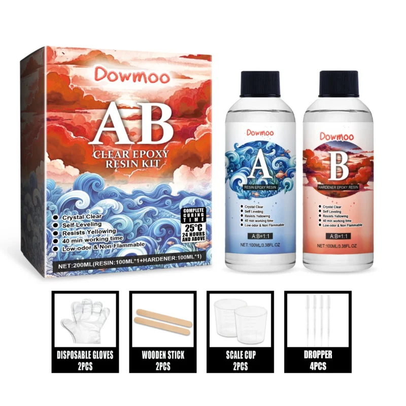 Dowmoo Epoxy Resin Kit with Curing Agent for DIY Crystal Drops Crafts