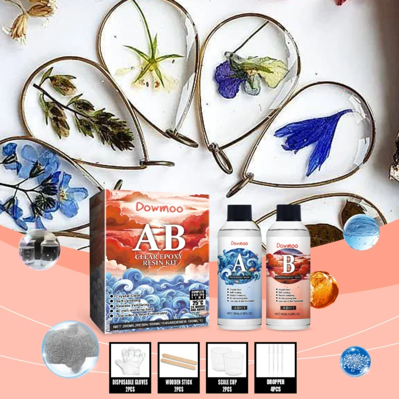 Dowmoo Epoxy Resin Kit with Curing Agent for DIY Crystal Drops Crafts - Image 2