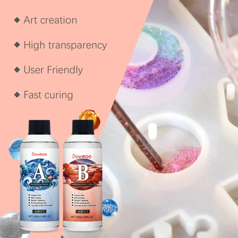 Dowmoo Epoxy Resin Kit with Curing Agent for DIY Crystal Drops Crafts - Image 4