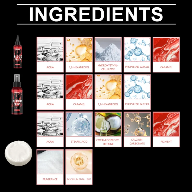 Dowmoo Halloween Fake Blood 3-Piece Set - Washable for Horror Makeup & Special Effects - Image 5