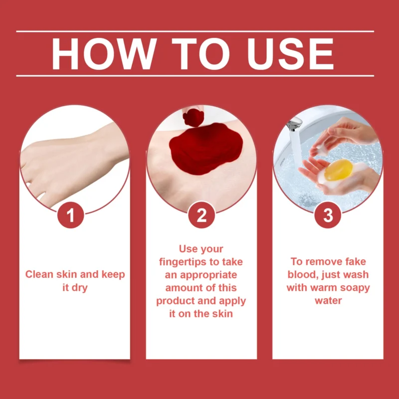 Dowmoo Washable Fake Blood Cream for Halloween - Vampire Zombie Prank Props - Image 6