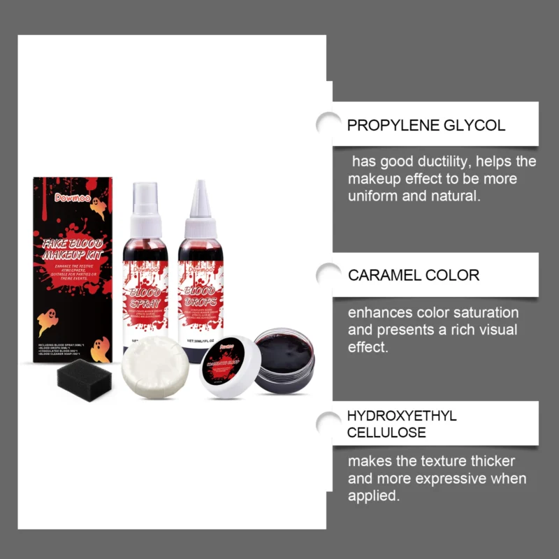 Dowmoo Halloween Fake Blood Makeup Set with Plasma Drops and Clots - Image 4
