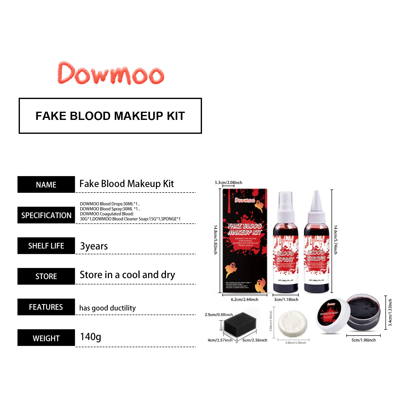 dowmoo halloween fake blood makeup set DO D03 0009 01 65