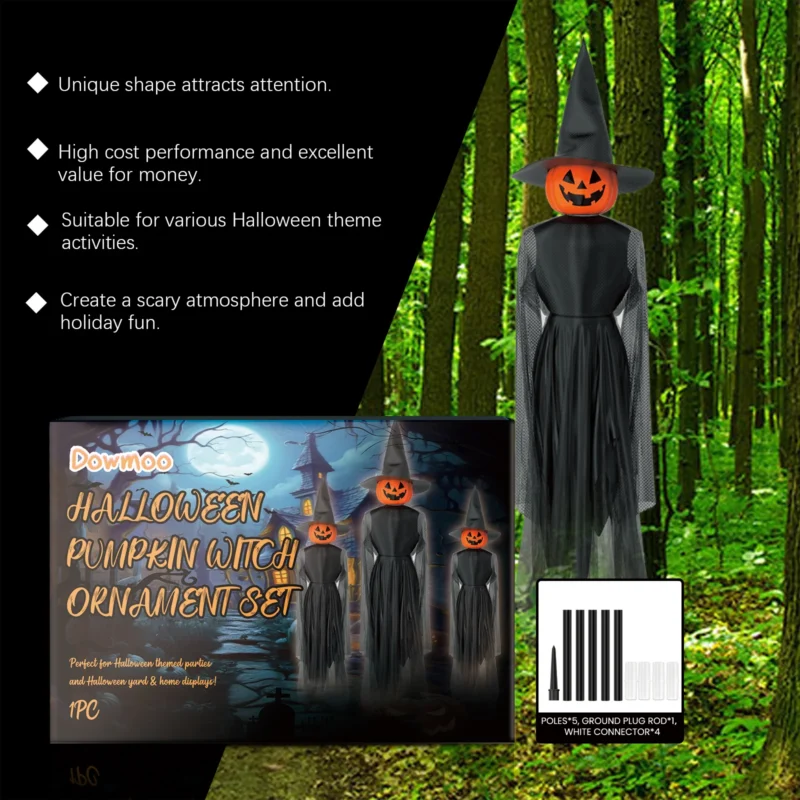 Dowmoo Halloween Pumpkin Witch Hanging Set - Party Decoration - Image 3