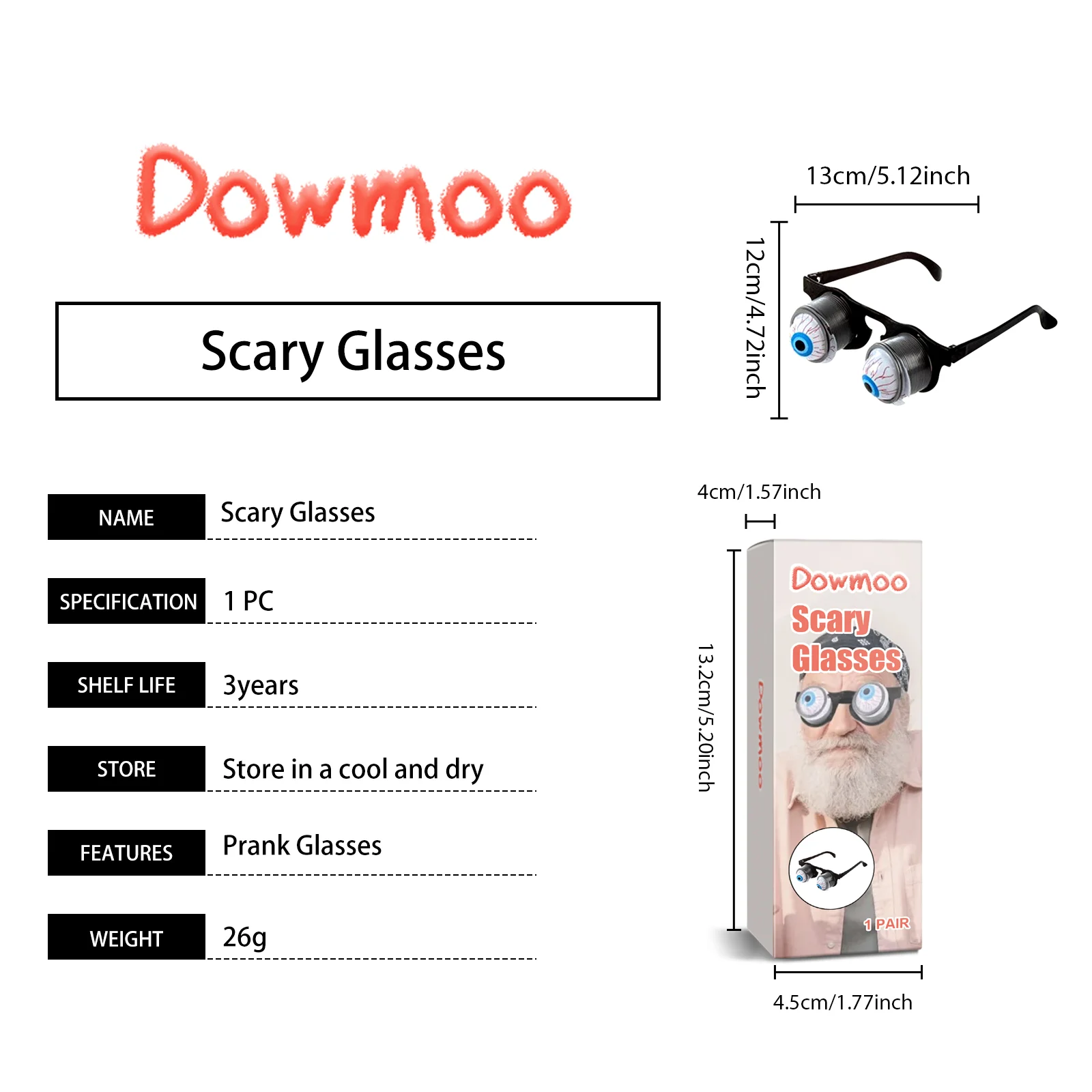 dowmoo horror glasses halloween DOD03 A001 1 PK1 931