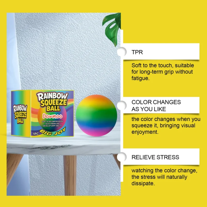 Dowmoo Rainbow Stress Ball - Slow Rebound Squeeze Toy for Anxiety Relief - Image 4