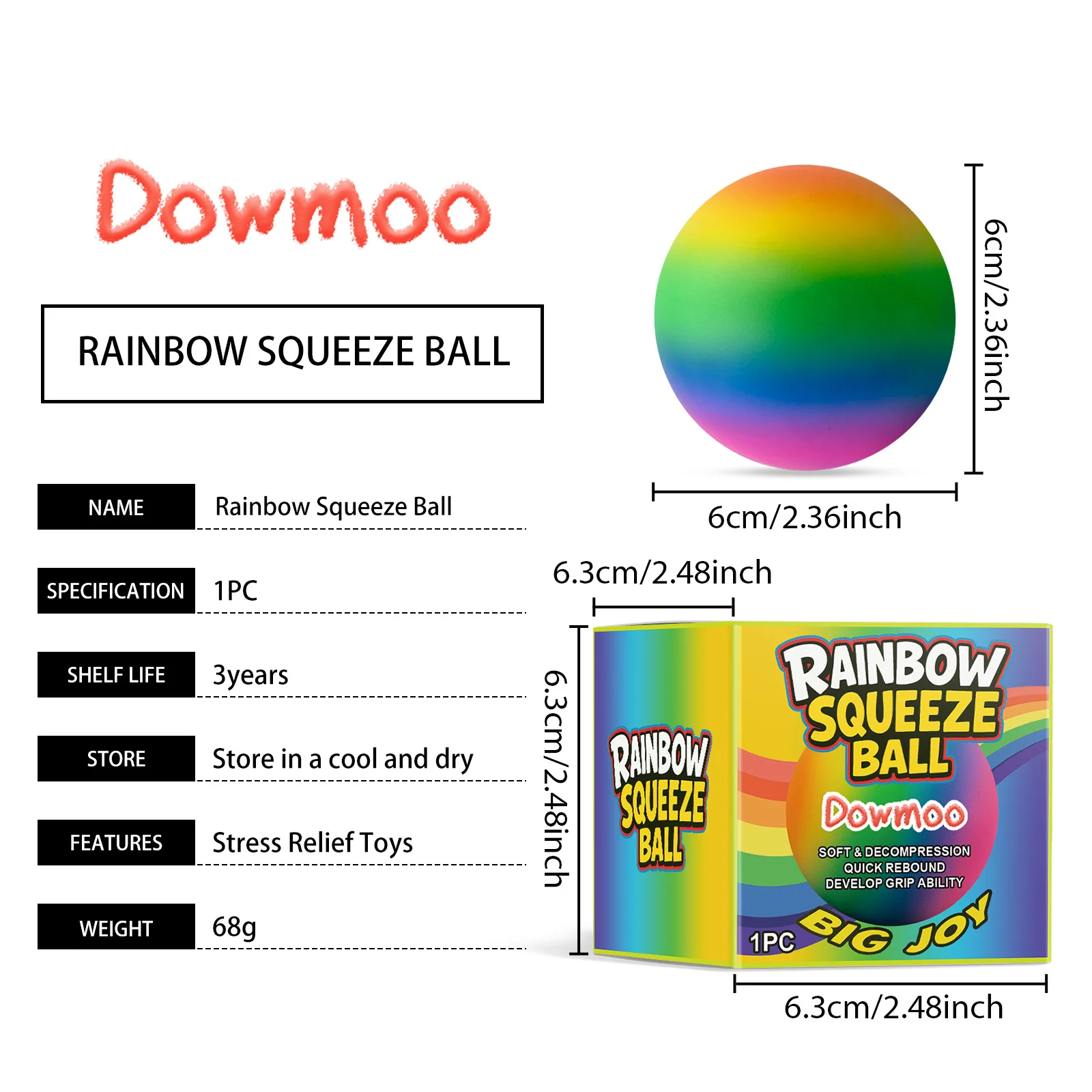 dowmoo rainbow stress relieving ball DO H02 0040 01 42