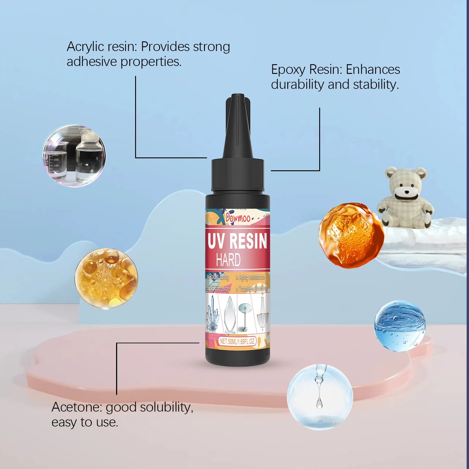 dowmoo resin glue crystal drop DOH02 A008 1 YE1 770