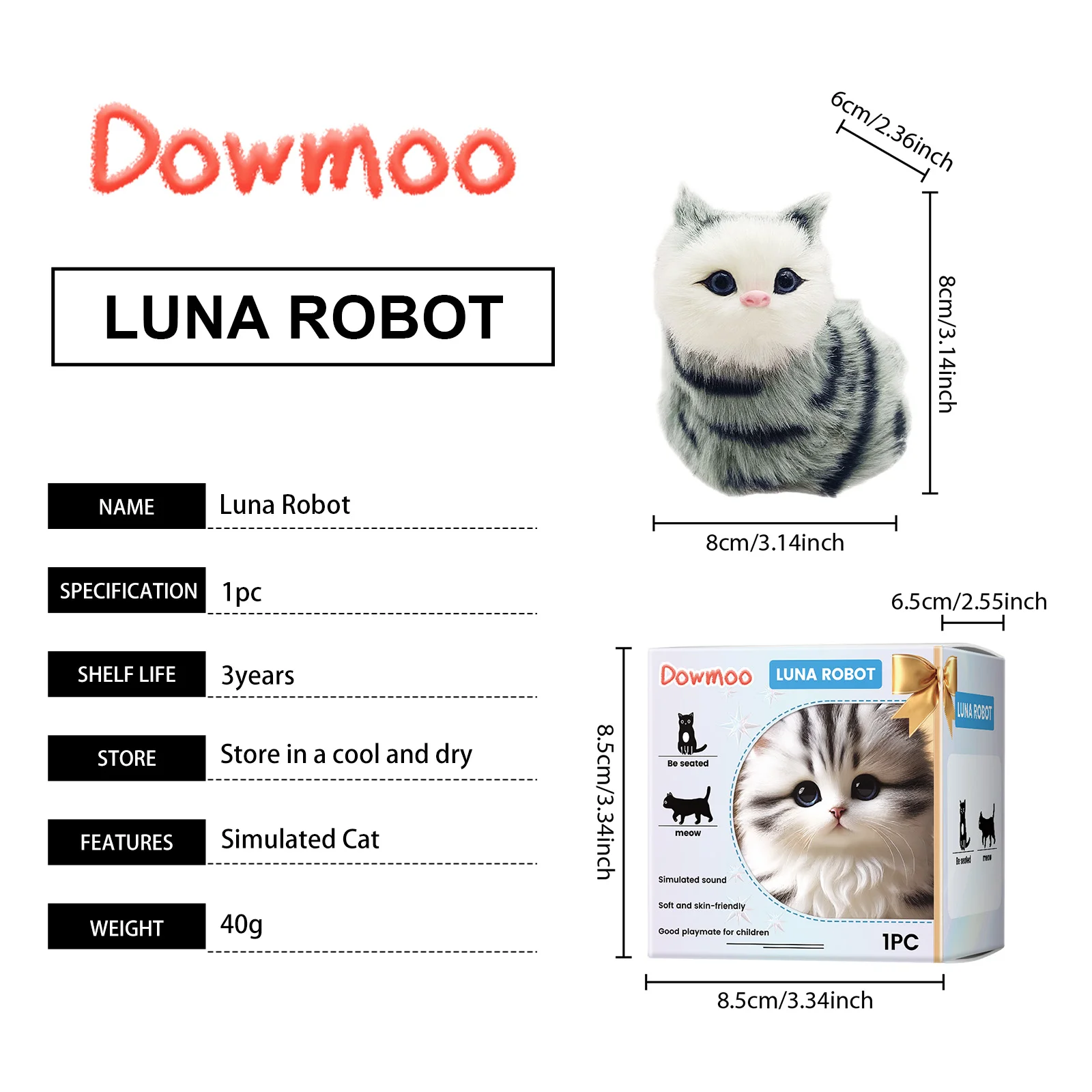 dowmoo simulation cat plush toy DO H02 0026 01 153