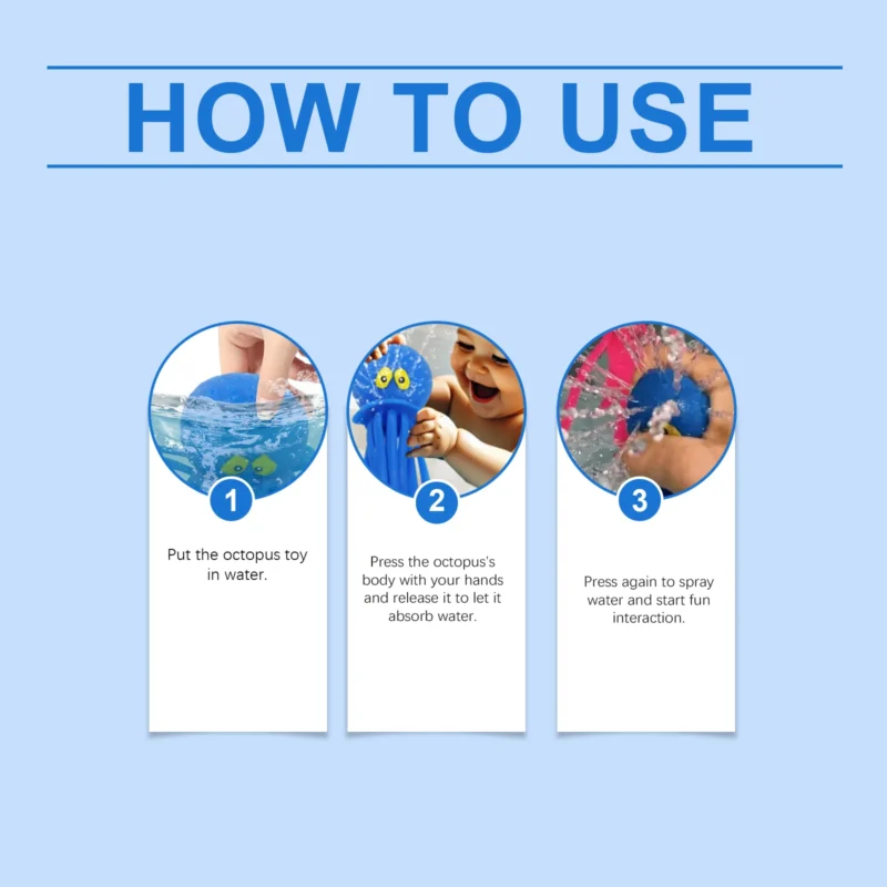 Dowmoo Water-Spraying Octopus Squeeze Toy for Kids Outdoor Bath Pool Play - Image 6